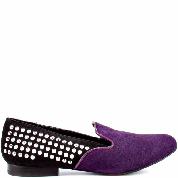 Kelsi Dagger Francie Calf Hair Studded Loafer Flat - Picture 1 of 10